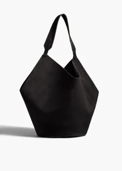 Khaite Totes-Medium Lotus Tote in Black Suede
