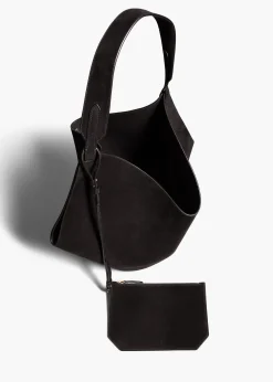 Khaite Totes-Medium Lotus Tote in Black Suede