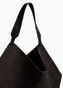 Khaite Totes-Medium Lotus Tote in Black Suede