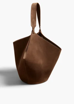 Khaite Totes-Medium Lotus Tote in Cedar Suede