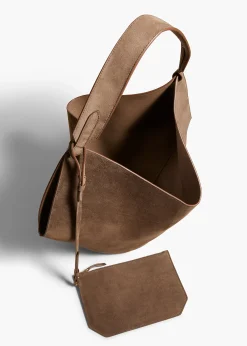 Khaite Totes-Medium Lotus Tote in Cedar Suede