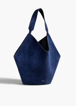 Khaite Totes-Medium Lotus Tote in Midnight Suede