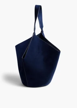Khaite Totes-Medium Lotus Tote in Midnight Suede