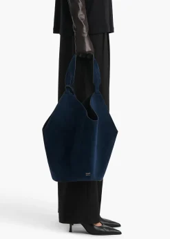 Khaite Totes-Medium Lotus Tote in Midnight Suede