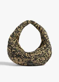 Khaite Shoulder Bags-Medium Olivia Hobo in Black and White Raffia