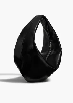 Khaite Shoulder Bags-Medium Olivia Hobo in Black Crackle Patent Leather