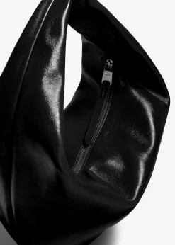 Khaite Shoulder Bags-Medium Olivia Hobo in Black Crackle Patent Leather