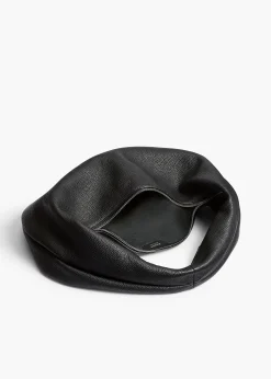 Khaite Shoulder Bags-Medium Olivia Hobo in Black Pebbled Leather