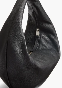 Khaite Shoulder Bags-Medium Olivia Hobo in Black Pebbled Leather