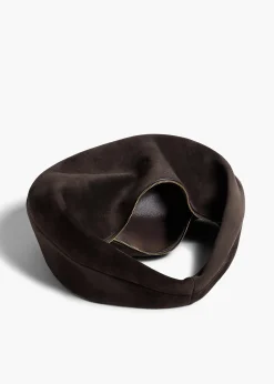 Khaite Shoulder Bags-Medium Olivia Hobo in Dark Brown Suede