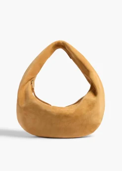 Khaite Shoulder Bags-Medium Olivia Hobo in Goldenrod Suede