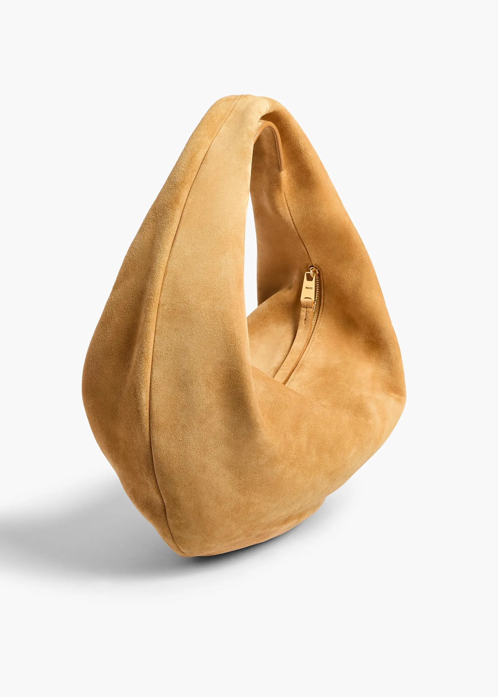 Khaite Shoulder Bags-Medium Olivia Hobo in Goldenrod Suede