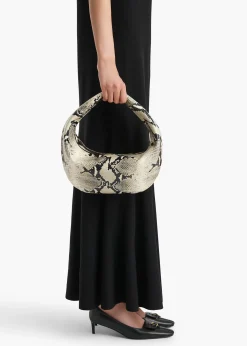 Khaite Shoulder Bags-Medium Olivia Hobo in Natural Python-Embossed Leather