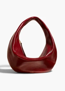 Khaite Shoulder Bags-Medium Olivia Hobo in Oxblood Crackle Patent Leather