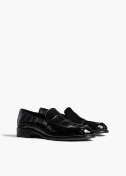 Khaite Flats-Miles Loafer in Black Alligator