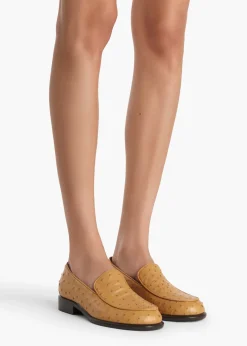 Khaite Flats-Miles Loafer in Chestnut Ostrich