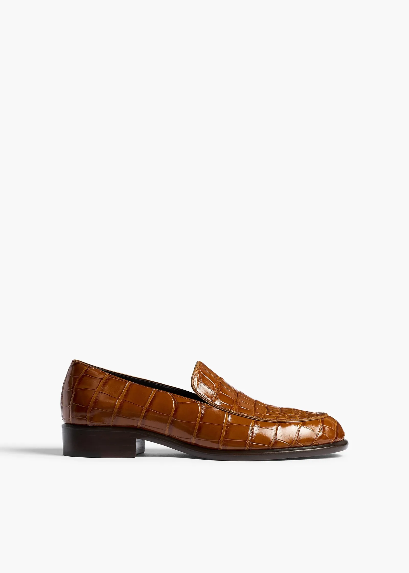 Khaite Flats-Miles Loafer in Dark Honey Alligator