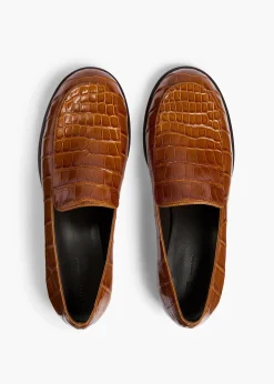 Khaite Flats-Miles Loafer in Dark Honey Alligator