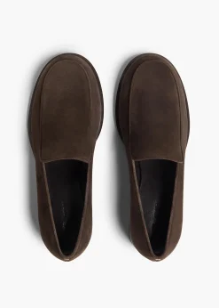 Khaite Flats-Miles Loafer in Ebano Suede