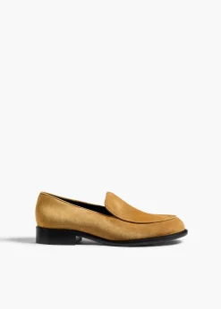 Khaite Flats-Miles Loafer in Goldenrod Suede