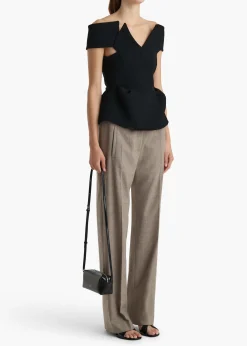 Khaite Leather|Pants-Miles Pant in Sepia
