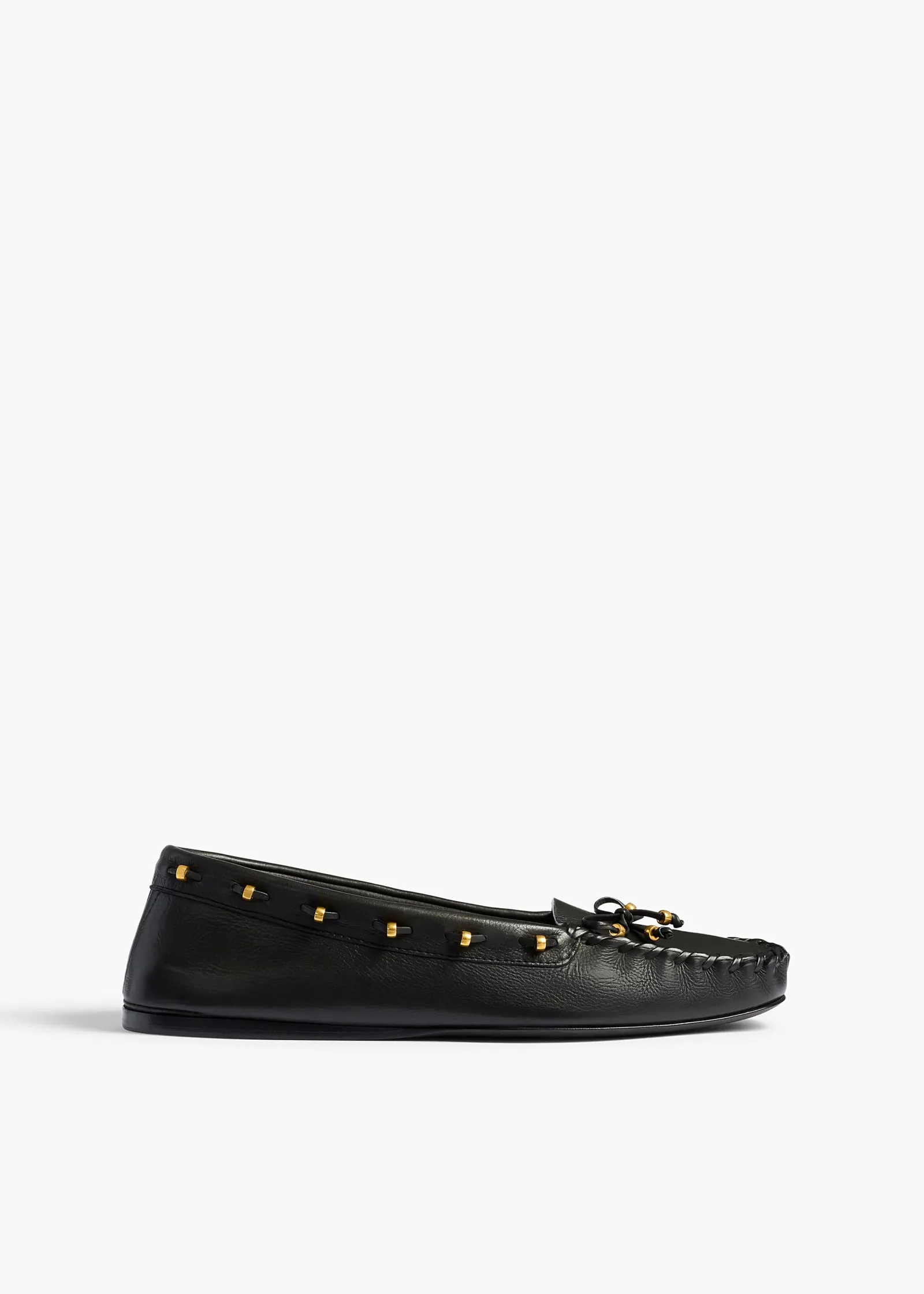 Khaite Flats-Milly Flat in Black Pebbled Leather