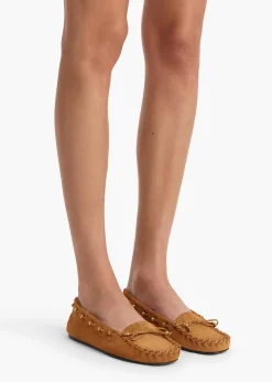 Khaite Flats-Milly Flat in Caramel Suede