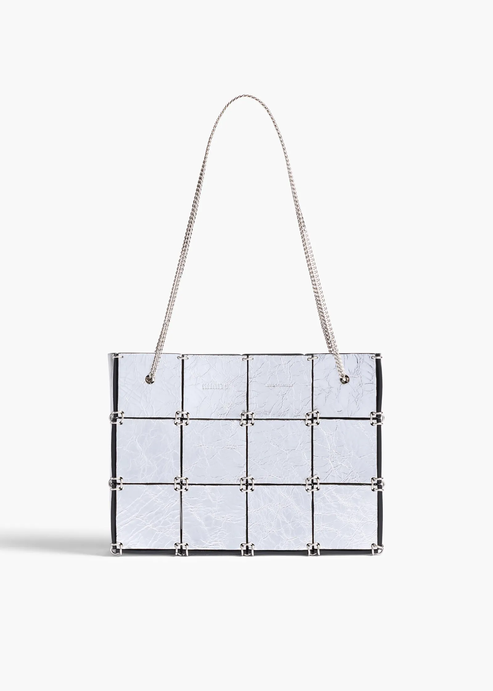 Khaite Evening-Mini Emma Bag in Silver Metallic Leather