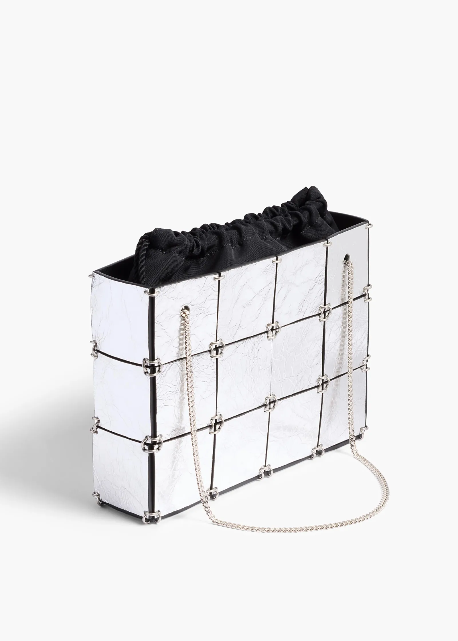 Khaite Evening-Mini Emma Bag in Silver Metallic Leather