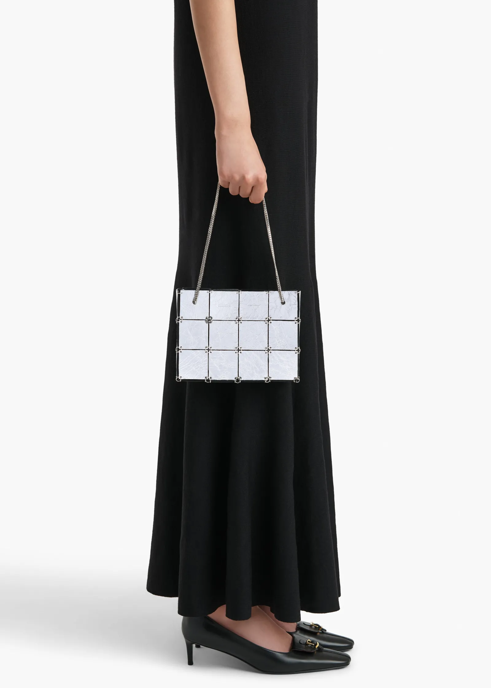 Khaite Evening-Mini Emma Bag in Silver Metallic Leather