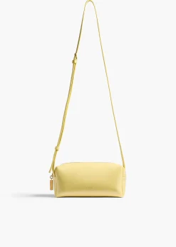 Khaite Crossbody Bags-Mini Kye Crossbody Bag in Pale Yellow Crackle Patent Leather
