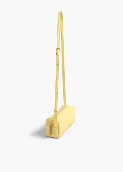 Khaite Crossbody Bags-Mini Kye Crossbody Bag in Pale Yellow Crackle Patent Leather