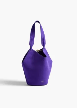 Khaite Top Handle|Totes-Mini Lotus Tote in Amethyst Haircalf and Suede