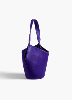 Khaite Top Handle|Totes-Mini Lotus Tote in Amethyst Haircalf and Suede