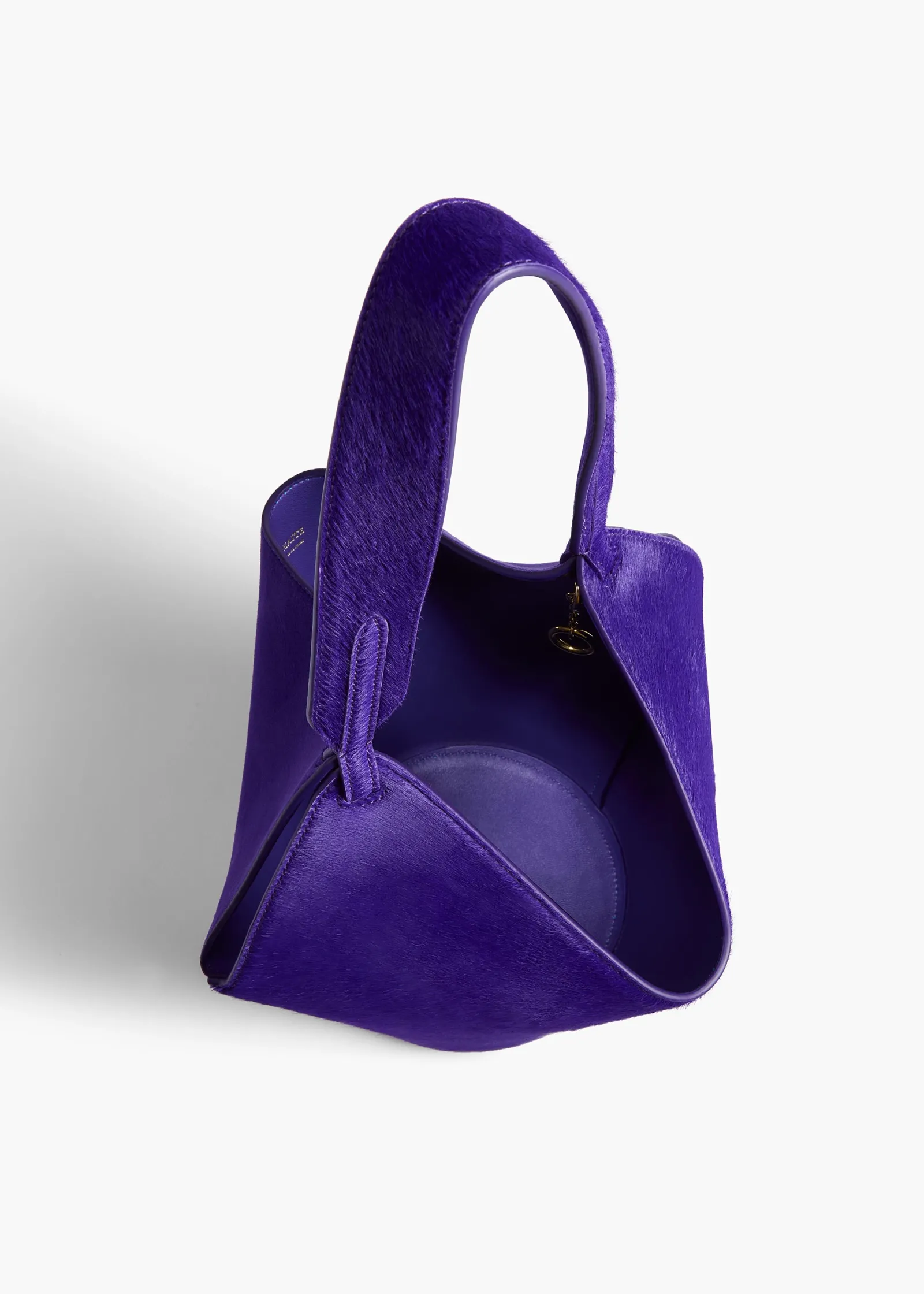 Khaite Top Handle|Totes-Mini Lotus Tote in Amethyst Haircalf and Suede