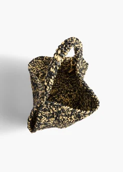 Khaite Totes-Mini Lotus Tote in Black and White Raffia