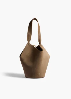 Khaite Top Handle-Mini Lotus Tote in Cedar Suede