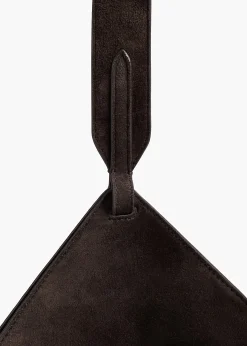 Khaite Top Handle|Totes-Mini Lotus Tote in Dark Brown Suede