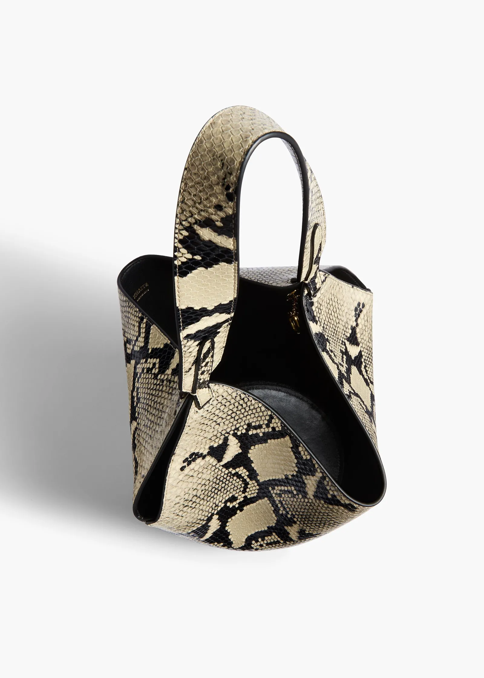Khaite Top Handle|Totes-Mini Lotus Tote in Natural Python-Embossed Leather
