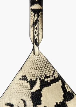 Khaite Top Handle|Totes-Mini Lotus Tote in Natural Python-Embossed Leather