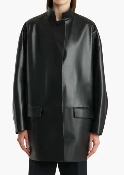 Khaite Leather|Outerwear & Coats-Mura Coat in Black Leather
