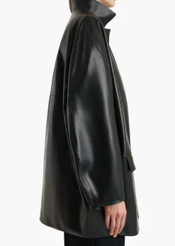 Khaite Leather|Outerwear & Coats-Mura Coat in Black Leather