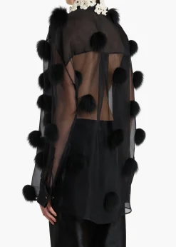 Khaite Shirts & Tops-Naomi Top in Black with Fur Dot Embroidery