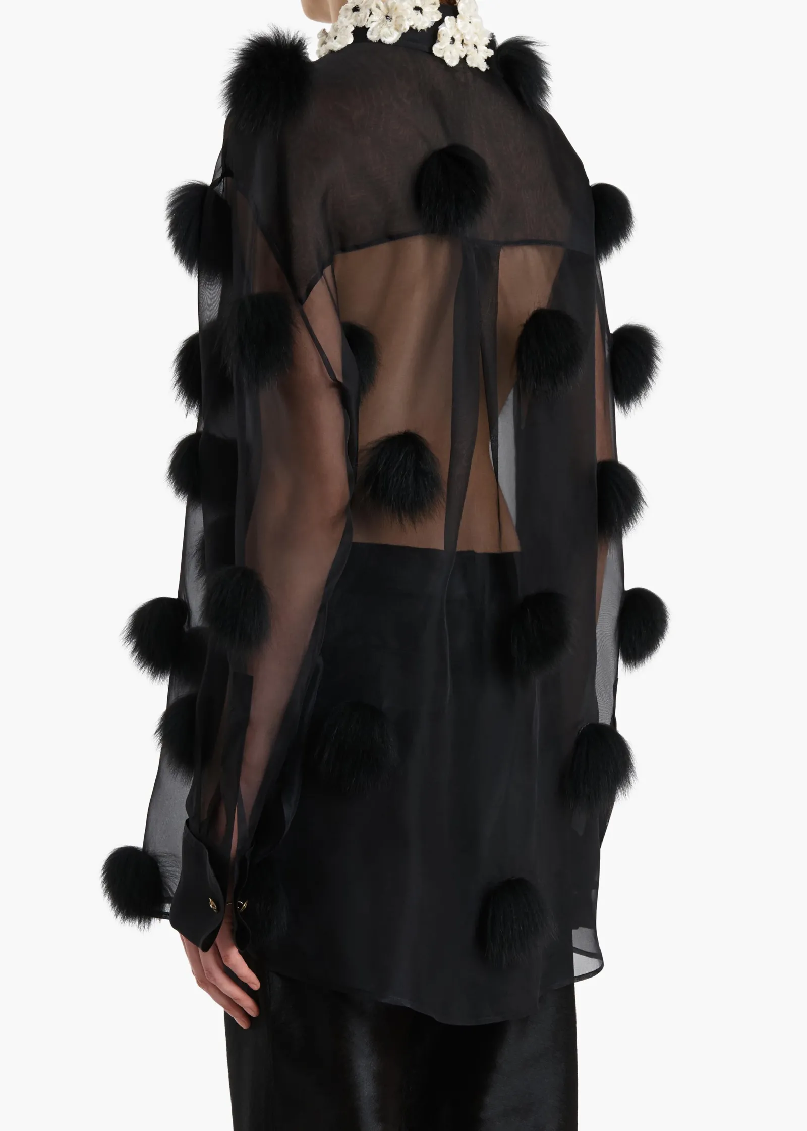 Khaite Shirts & Tops-Naomi Top in Black with Fur Dot Embroidery