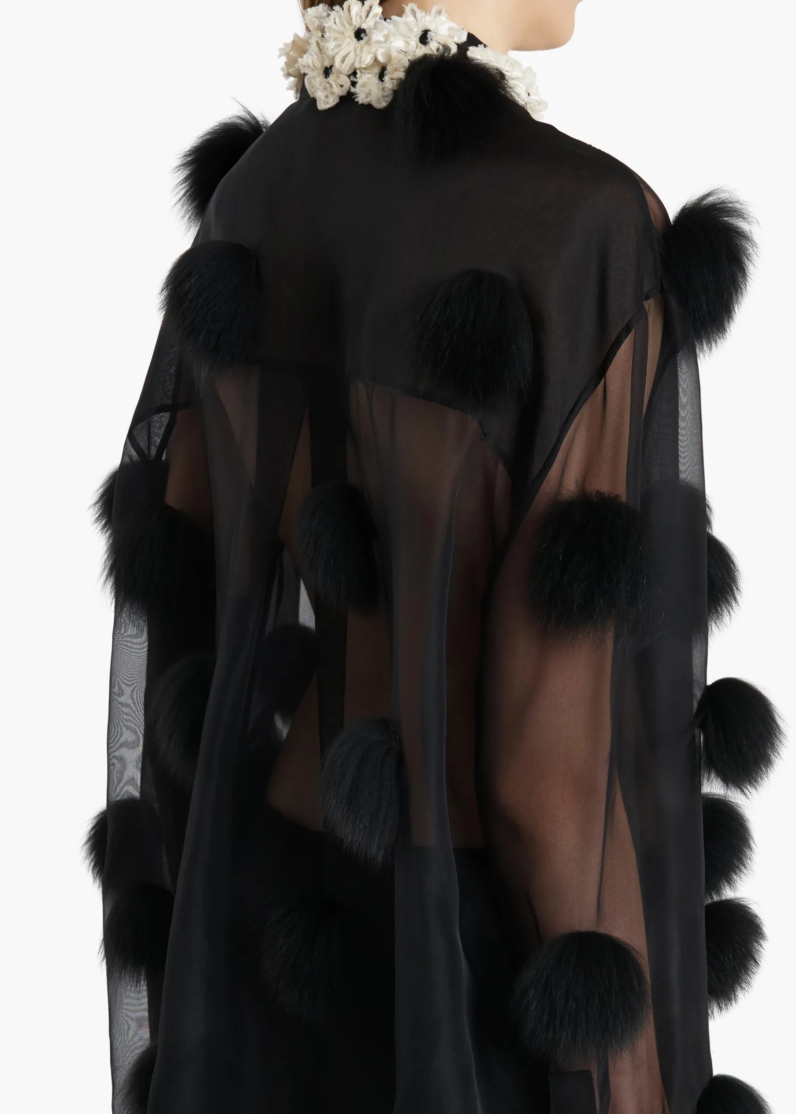 Khaite Shirts & Tops-Naomi Top in Black with Fur Dot Embroidery