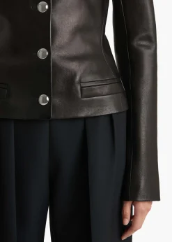 Khaite Leather|Jackets-Nara Jacket in Black Leather