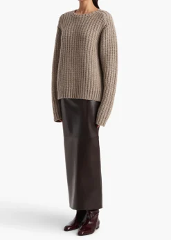 Khaite Knitwear-Natt Sweater in Sepia