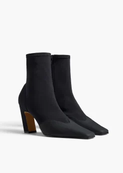 Khaite Boots-Nevada Stretch High Boot in Black Nylon