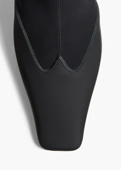 Khaite Boots-Nevada Stretch High Boot in Black Nylon