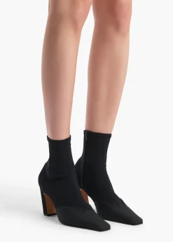 Khaite Boots-Nevada Stretch High Boot in Black Nylon